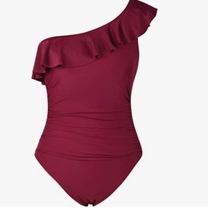 NWT  Women's One Piece / One Shoulder Asymmetric Ruffle Monokinis Bathing Suit